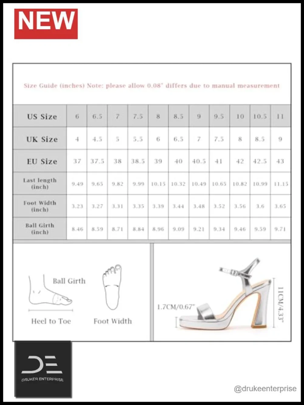 4.3 Inch Chunky Platform Heels Square Open Toe Ankle Strap Dress Sandals Faux